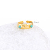 Arizona Turquoise Ring - Sterling Silver - Rose Gold Plated - Textured Ring - Designer Jewelry - Jewelry For Loved One - Gift For Graduation